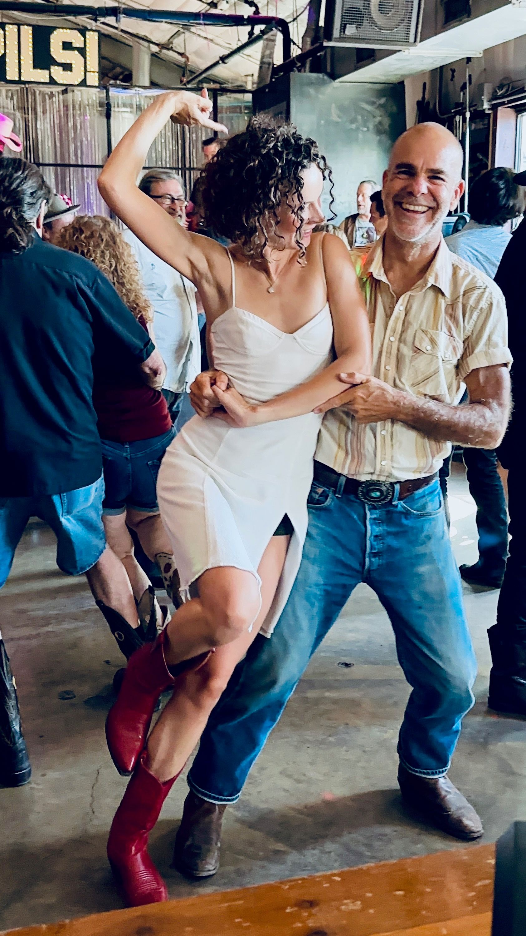 Couple dancing at an Austin honky-tonk